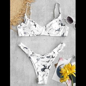 Marble print underwire zaful bikini set